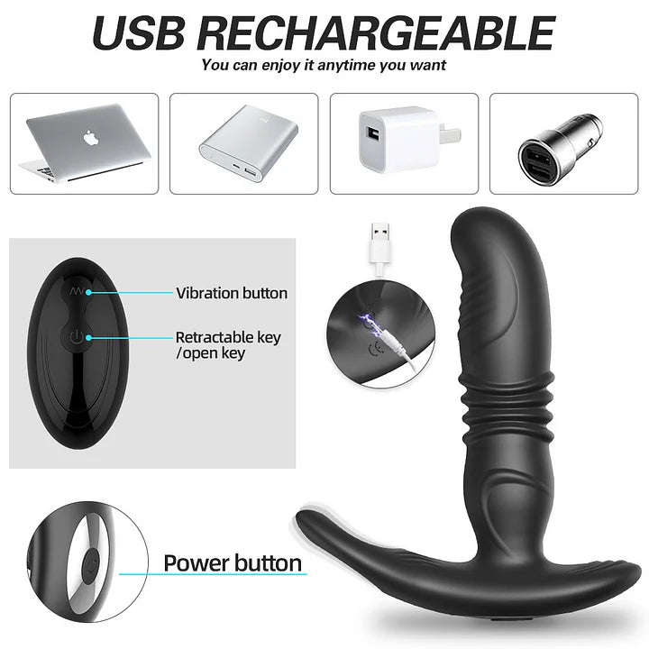 Thrusting Dildo Vibrating Anal Plugs Adult Sex Toys Remote Control Vibrator with 10 Vibrating
