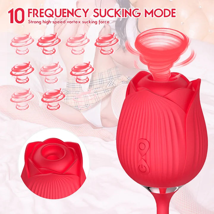2 in 1 Rose Sex Toy Stimulator Adult Toys G Spot Vibrators Thrusting Dildo Vibrator for Women