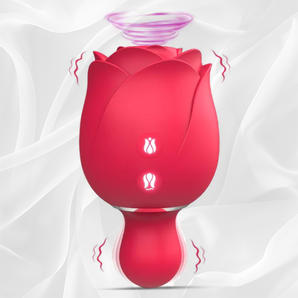 Sucking Vibrating Rose Toy for Women with 9 Intense Vibration, 2 in 1 Adult Rose Sex Toy