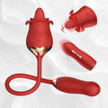 Tongue Licking Rose Sex Toy with Thrusting Dildo, 3 in 1 Women Sex Toys with 10 Modes