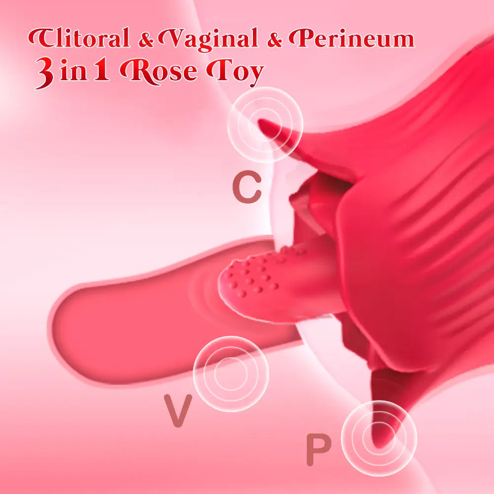 Tongue Licking Vibrating Rose Sex Toy for Women Pleasure, 10 Modes