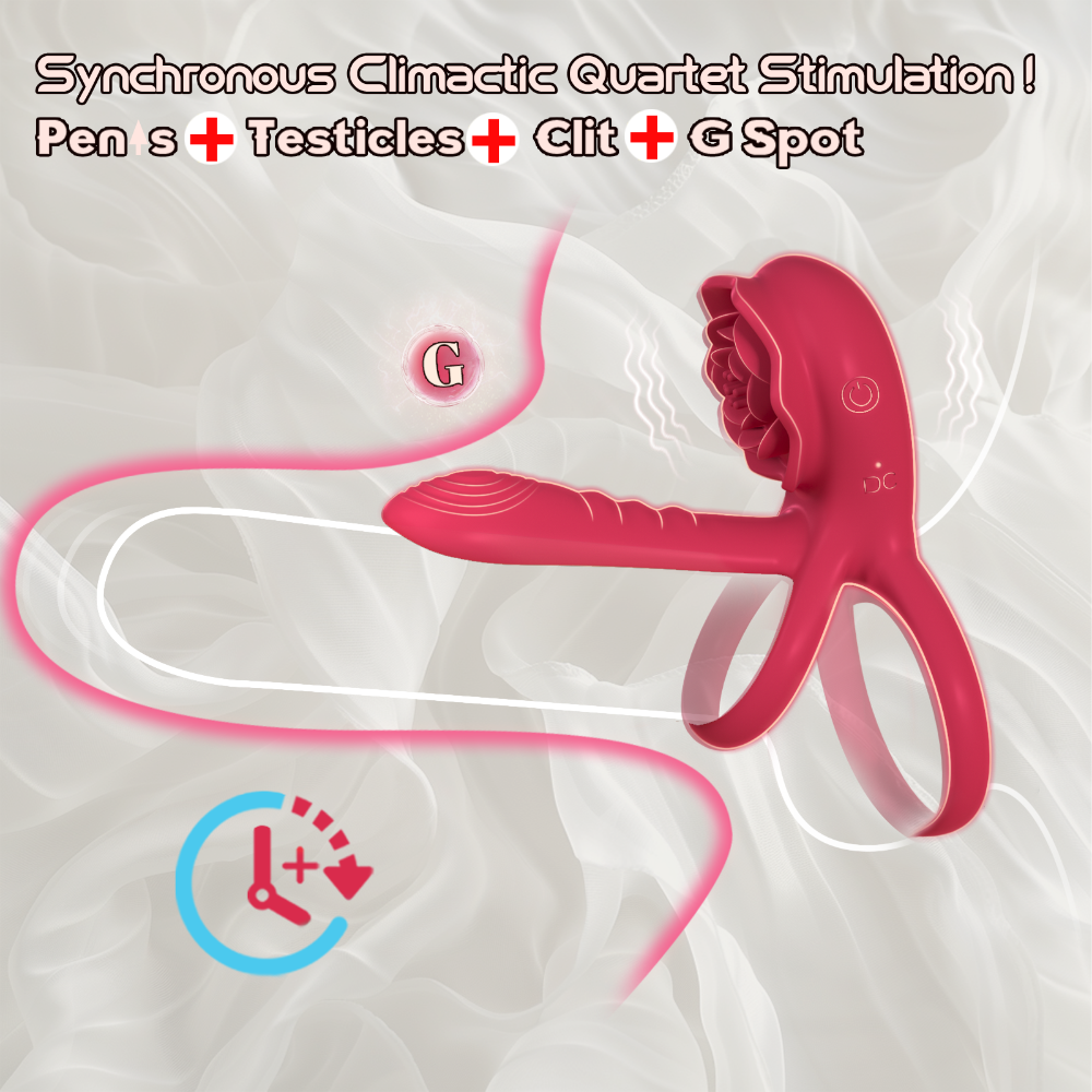 Red Penis Vibrator Cock Ring for Couples Vibrating Erection Sex Adult Toys Adjustable Cockring Clit Stimulator G-spot Vibrator with 10 Modes Male Pleasure