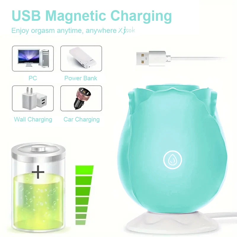 Green rose toy-Clitoral Sucking Vibrator Sucking 10 Modes for Nipple, Clitoral and Anal Stimulation USB Rechargeable