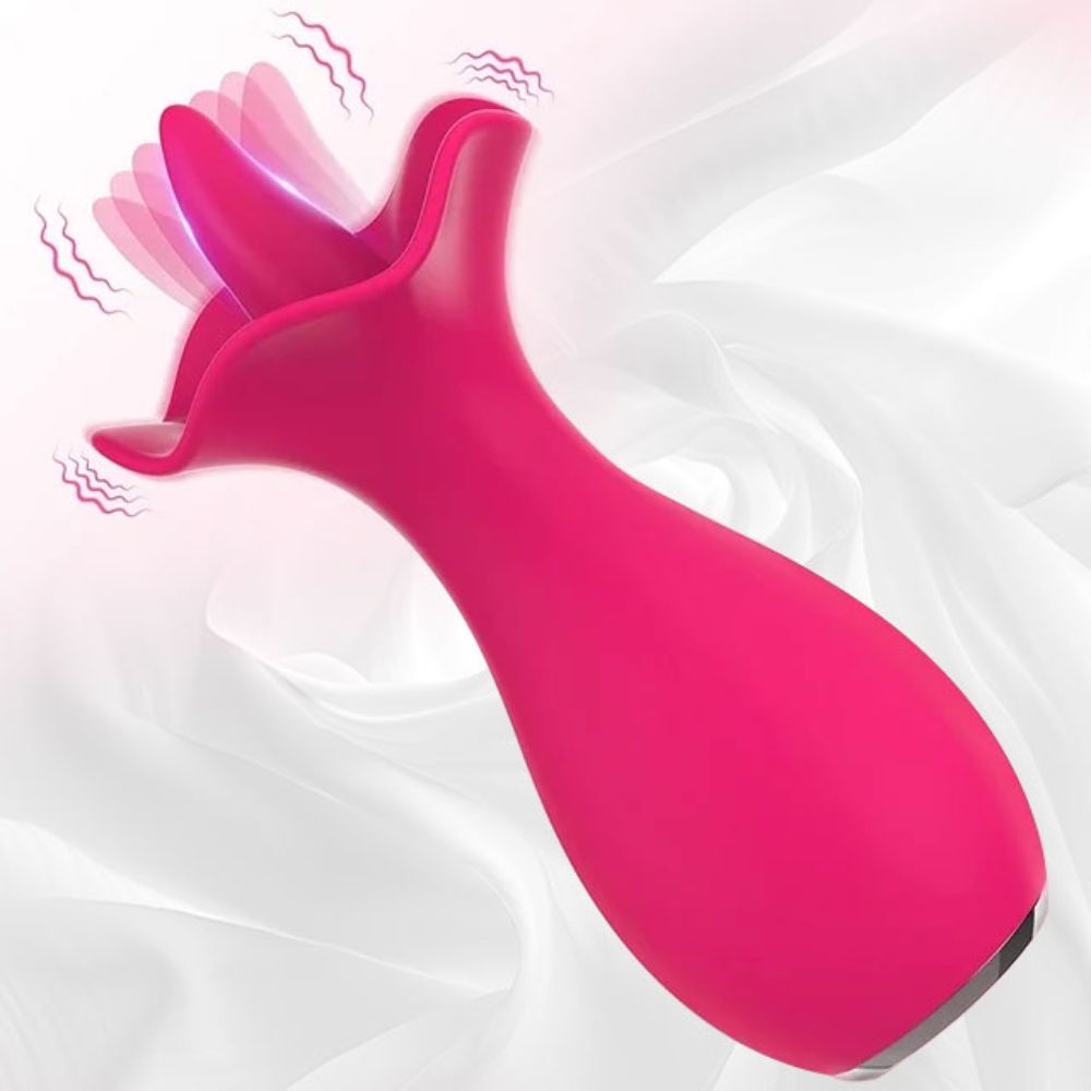 Tongue Licking Rose Vibrator Sex Toy for Women，2 in 1 and 10 Vibration Modes Clitoral Nipple Vibrators