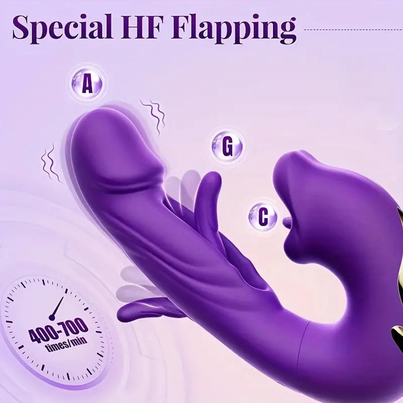 3-in-1 Thrusting Vibrator Sex Toys: 7 Slaps, 7 Vibrations, 5 Tongue Licks and Sucks, G-spot Stimulation with Nipple and Anal Stimulation Functions