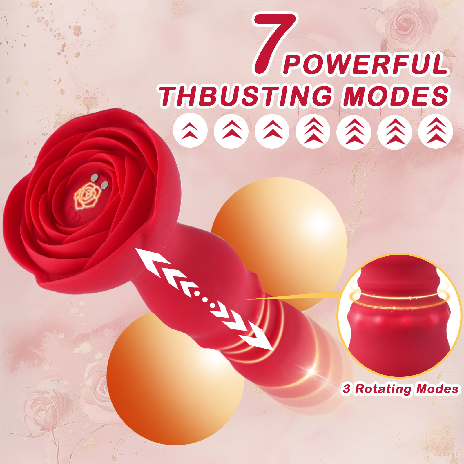 Thrusting Vibrating Anal Plug Vibrator Prostate Massager, Remote Control Rose Adult Sex Toys with 10 Vibrating & 6 Thrusting Modes