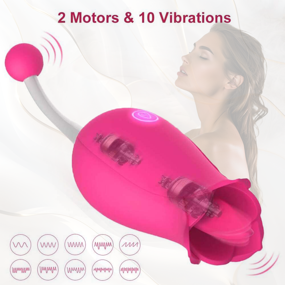 Tongue Licking Clitoral Vibrator Massager, G spot Stimulator Vaginal Nipple Oral Sex Toy for Women, Dual Motors 10 Vibrations