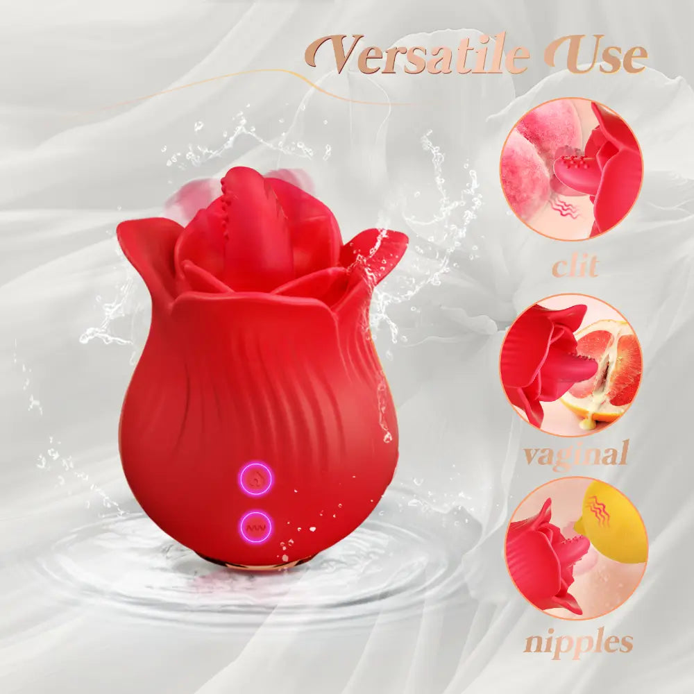 Tongue Licking Vibrating Rose Sex Toy for Women Pleasure, 10 Modes