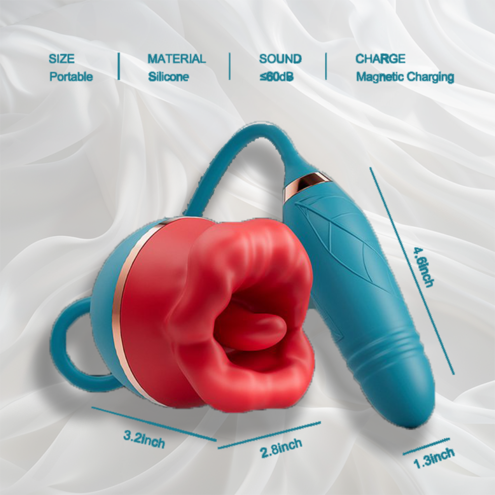 3 in1 Big Mouth-Shaped Rose Sex Toy G Spot Dildo Vibrator with 3 Suction 10 Tongue Licking & Vibrations Modes