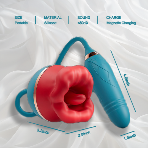 3 in1 Big Mouth-Shaped Rose Sex Toy G Spot Dildo Vibrator with 3 Suction 10 Tongue Licking & Vibrations Modes