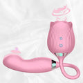 Rose Sucker with Flapping Dildo, Rose Sex Stimulator with 10 Modes