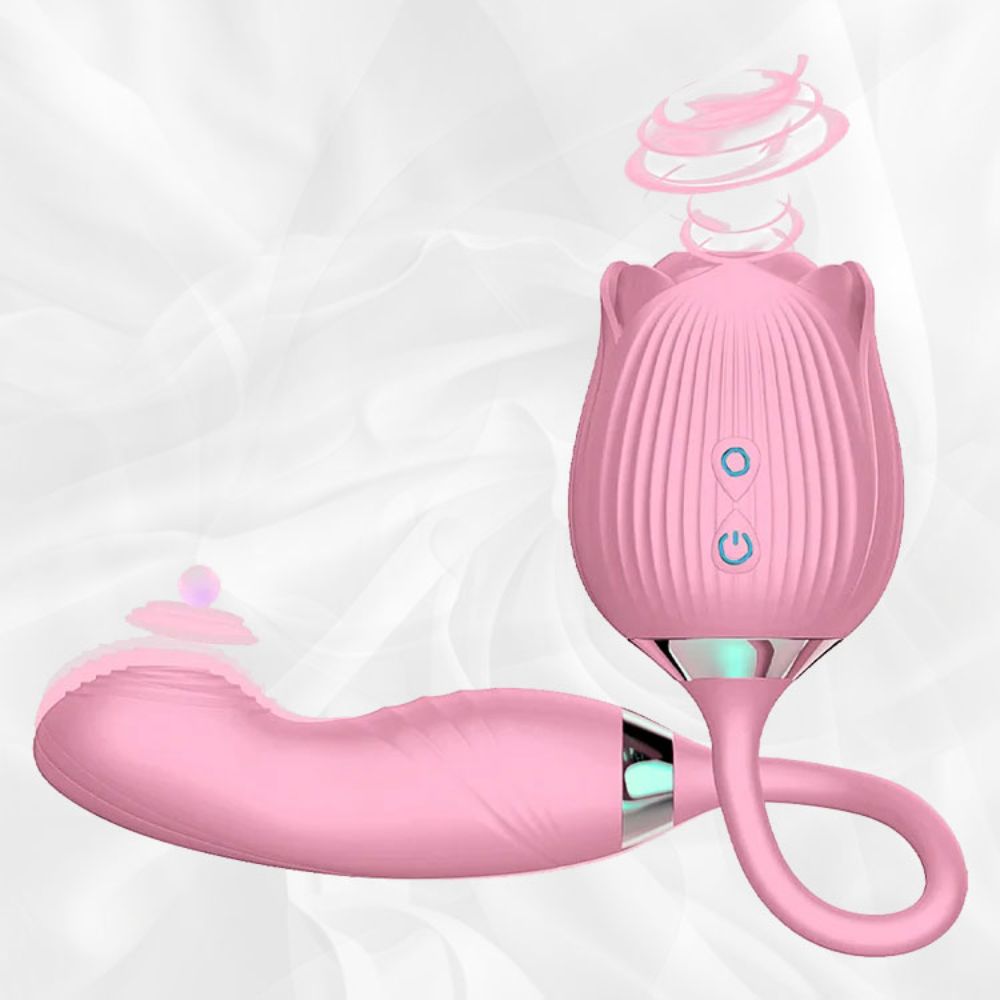 Rose Sucker with Flapping Dildo, Rose Sex Stimulator with 10 Modes