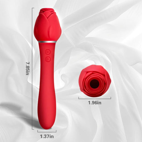 2-in-1 Rose Vibrator, Oral Sex Sucking Rose with G-Spot Dildo Vibrating  Wand with 5 Sucking Patterns & 10 Strong Vibration
