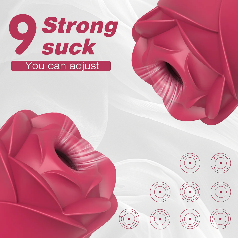 2 in 1 Sucking & Pulsating Rose Vibrator, Female Sex Toy for Clit Nipple Stimulation