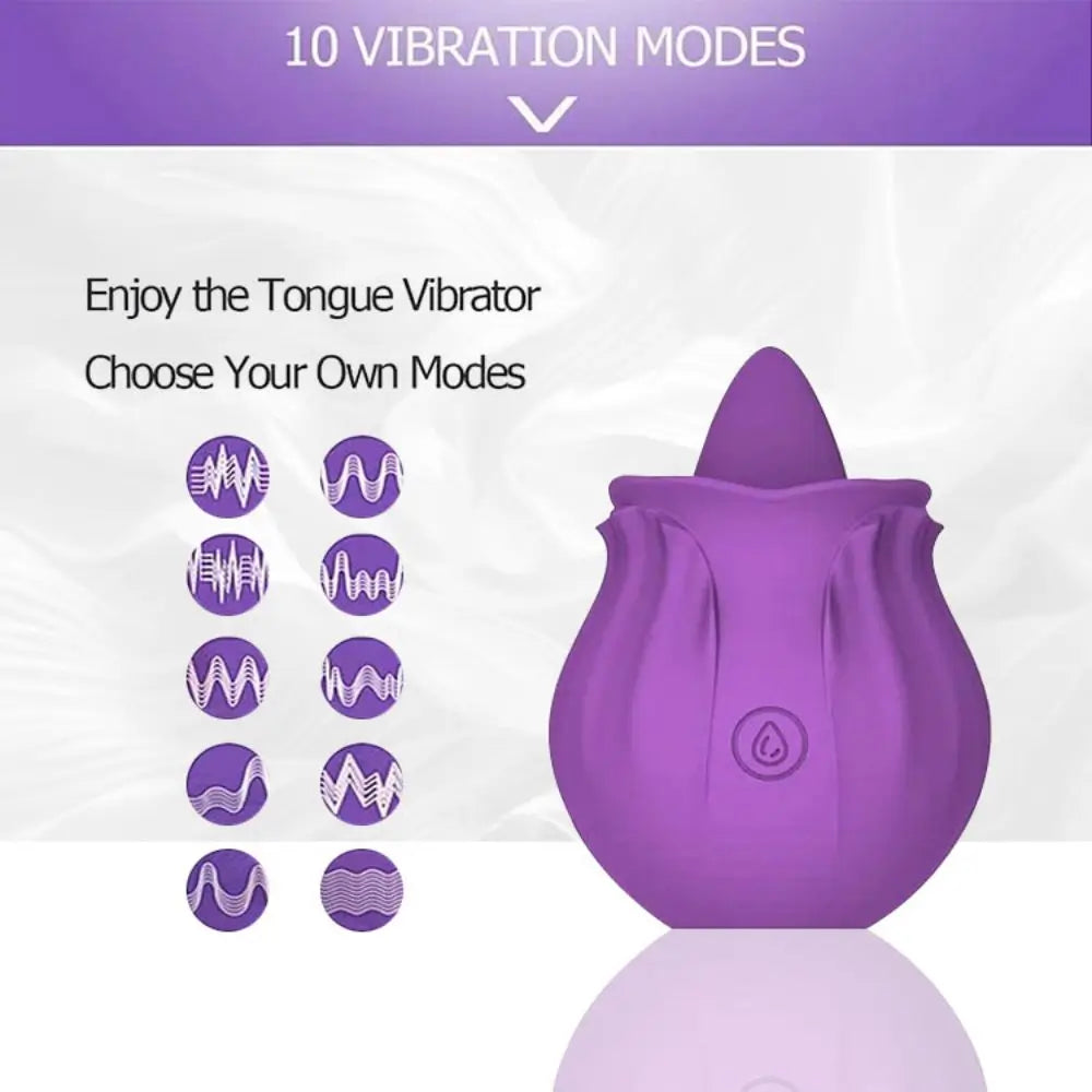 Tongue Licking Rose Vibrator, Rose Sex Stimulator for Women Pleasure