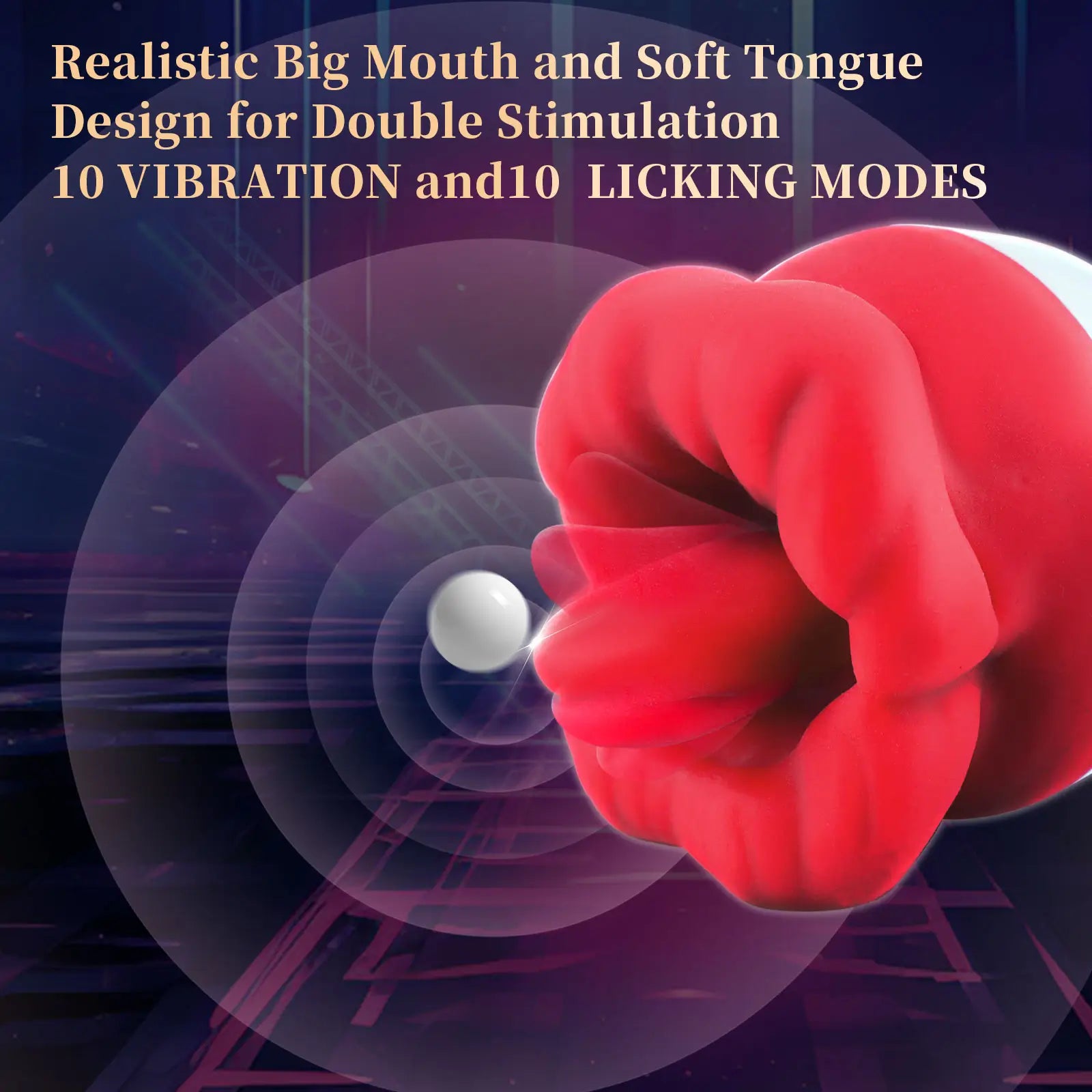 2 in 1 Rose Sex Toy with 10 Licking & Vibrating Modes, Mouth-shaped Clitoral Nipple Vibrators for Women Pleasure