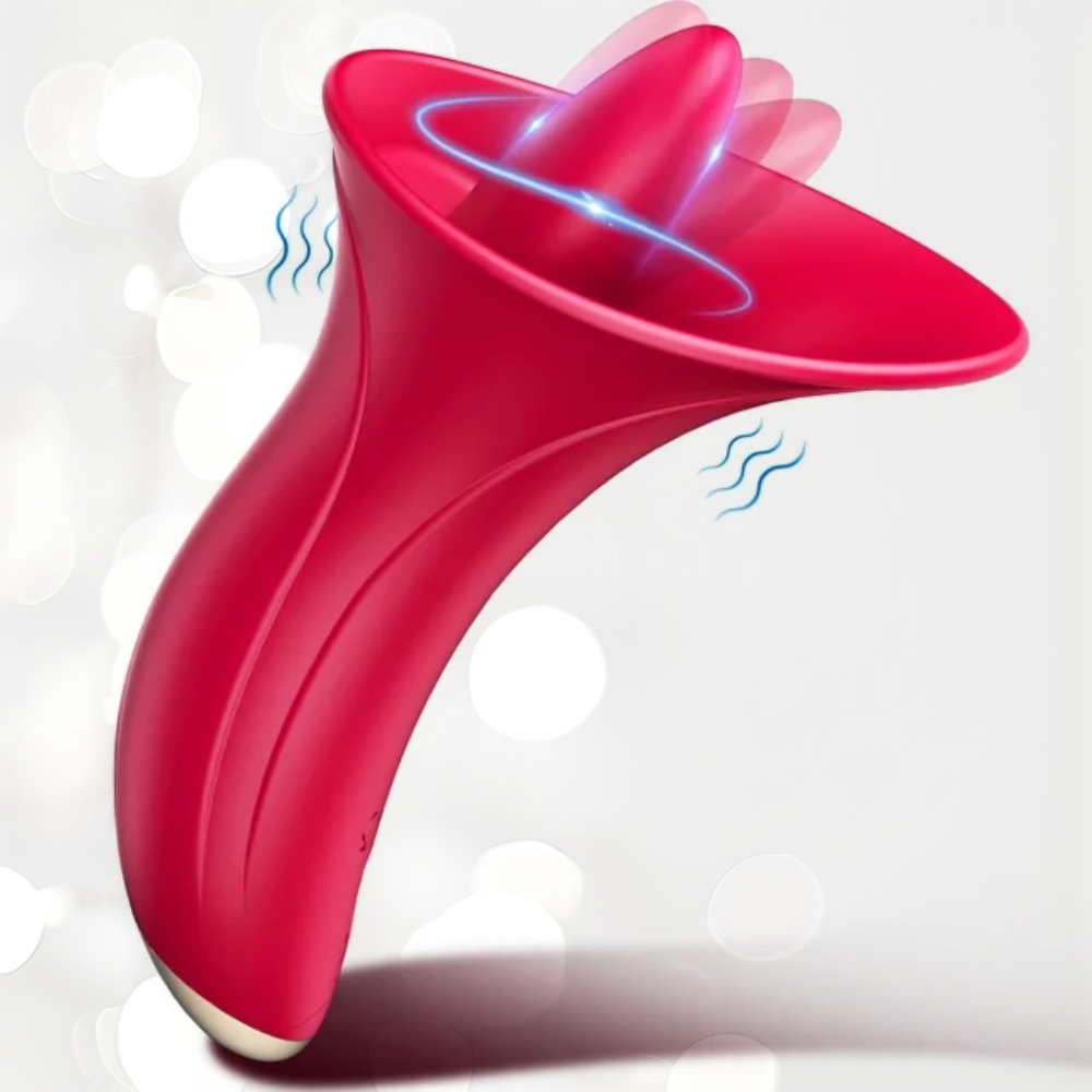 Clitoral Licking Rose Vibrator Sex Toys for Women Clit Nipple Massager with 7 Wiggling & Vibration Modes