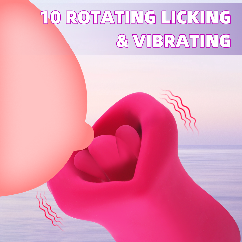 Tongue Rose Sex Stimulator for Women with 10 Rotating Licking and 10 Vibrating Modes