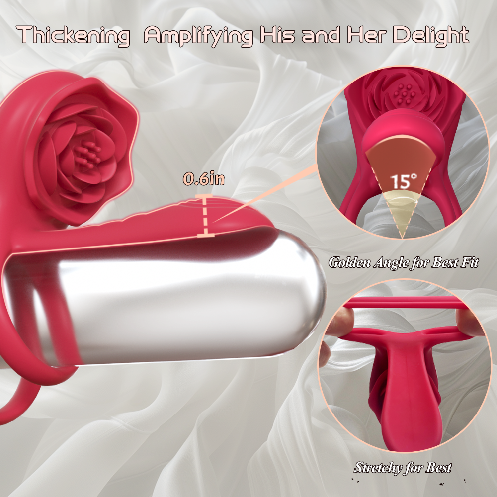 Red Penis Vibrator Cock Ring for Couples Vibrating Erection Sex Adult Toys Adjustable Cockring Clit Stimulator G-spot Vibrator with 10 Modes Male Pleasure