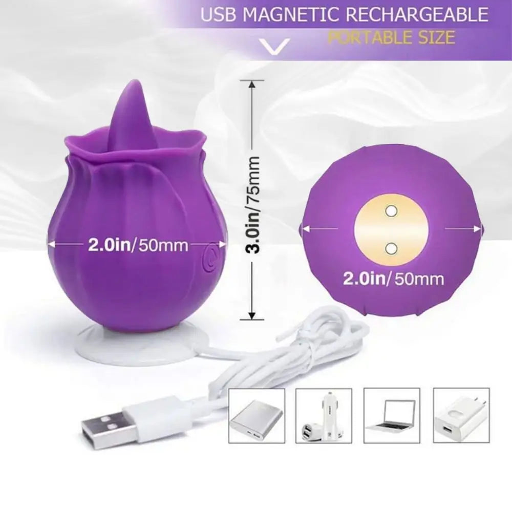 Tongue Licking Rose Vibrator, Rose Sex Stimulator for Women Pleasure