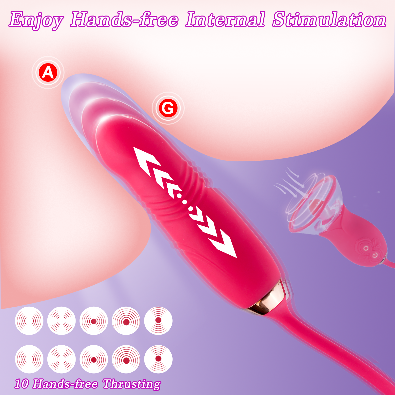 Rose Sex Toy with a Suction Cup - 3 in 1 Upgrade Rose Sex Stimulator for Women with 10 Sucking Thrusting Vibrating Modes