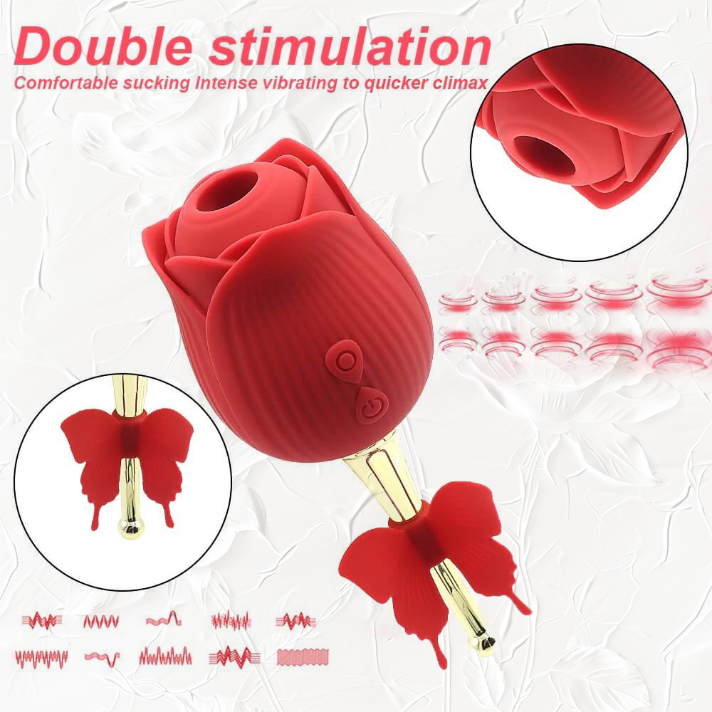 Butterfly Rose Sex Toy with High-frequency Vibrating & Sucking for Clitoral Nipples Stimulation 10 Modes