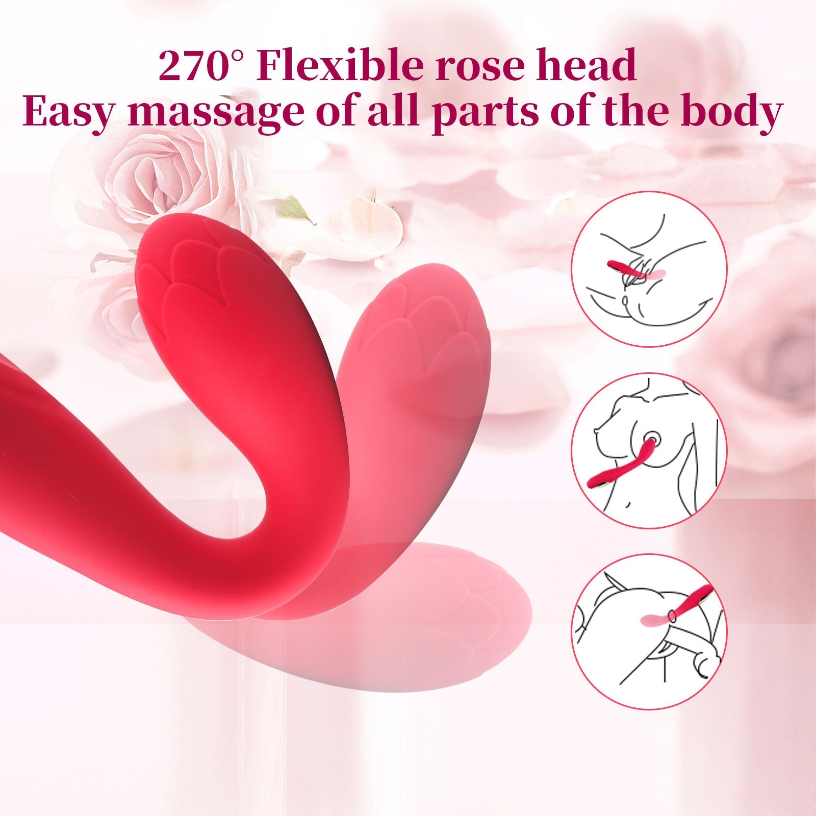G Spot Rose Vibrator,  Beginners Small Slim Vibrator Wand Rose Sex Toy for Women, Clitoral Stimulator with 10 Vibration Modes