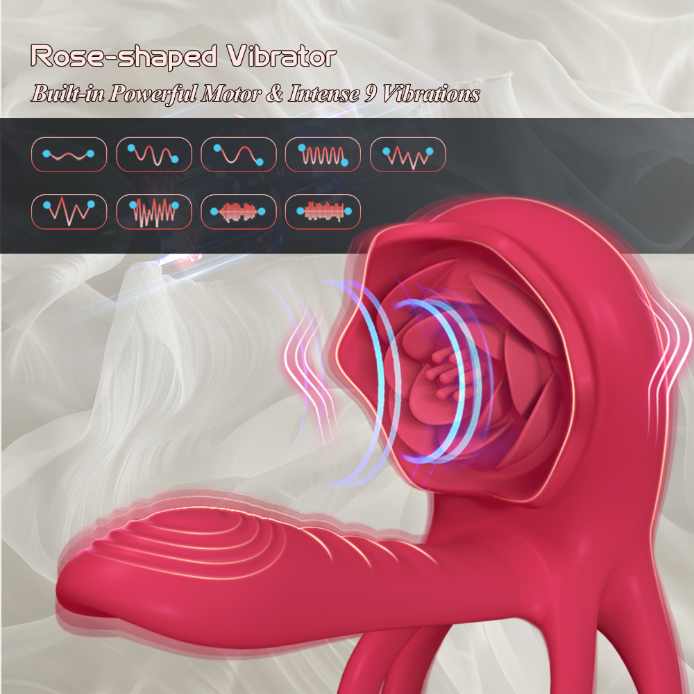 Red Penis Vibrator Cock Ring for Couples Vibrating Erection Sex Adult Toys Adjustable Cockring Clit Stimulator G-spot Vibrator with 10 Modes Male Pleasure