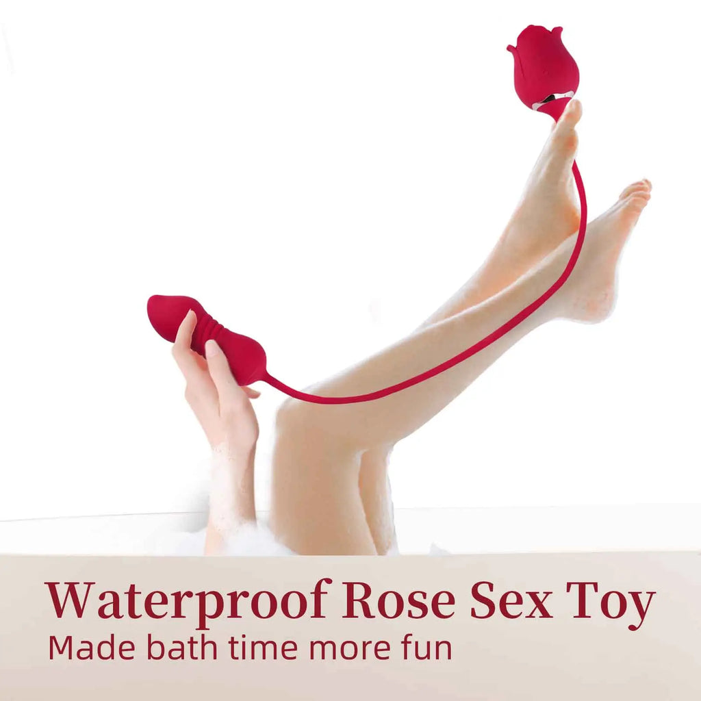 3 in 1 Rose Dildo Vibrator - Tongue - Licking & Thrusting with 9 Modes for Ultimate Pleasure
