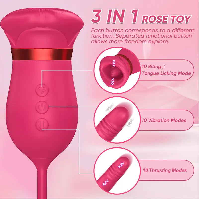 Sucking & Licking Sex Toys for Women Rose Vibrators Mouth Sucking Stimulation with 10 Tongue