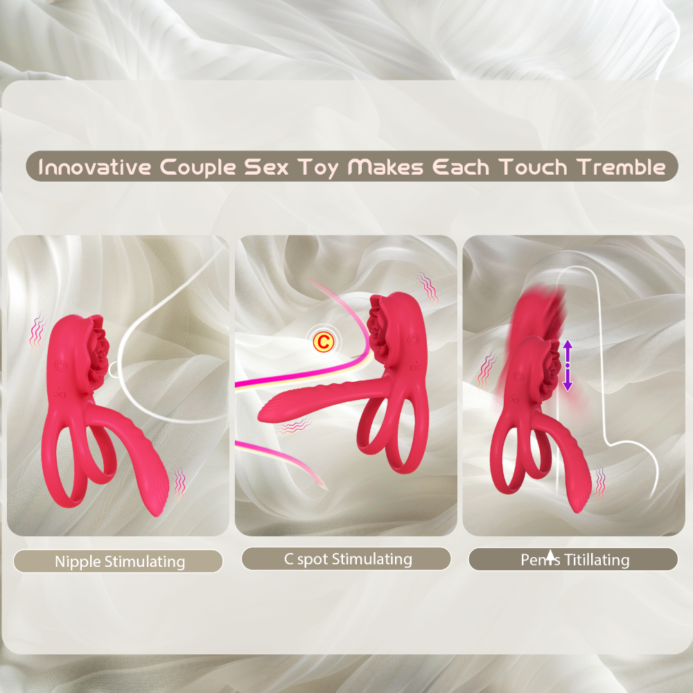 Red Penis Vibrator Cock Ring for Couples Vibrating Erection Sex Adult Toys Adjustable Cockring Clit Stimulator G-spot Vibrator with 10 Modes Male Pleasure