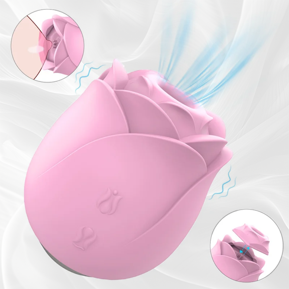 2 in 1 Sucking & Pulsating Rose Vibrator, Female Sex Toy for Clit Nipple Stimulation