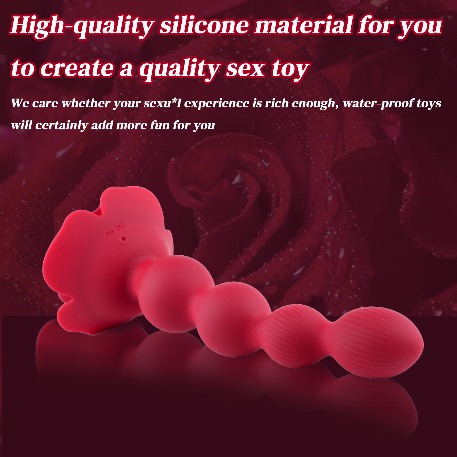 Rose Anal Beads - Flexible Anal Sex Toys with 10 Rotate Twist and Vibrating Modes