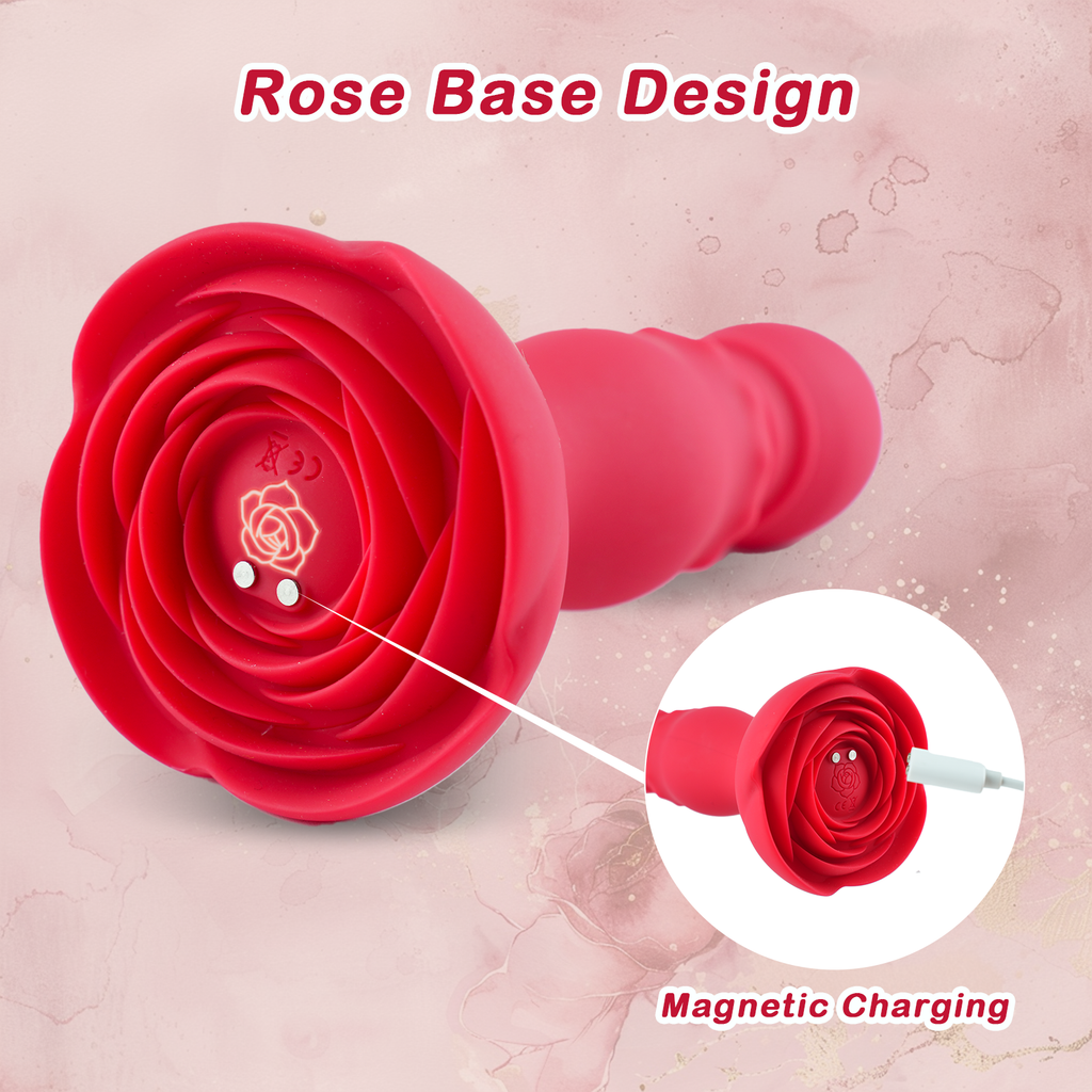 Thrusting Vibrating Anal Plug Vibrator Prostate Massager, Remote Control Rose Adult Sex Toys with 10 Vibrating & 6 Thrusting Modes