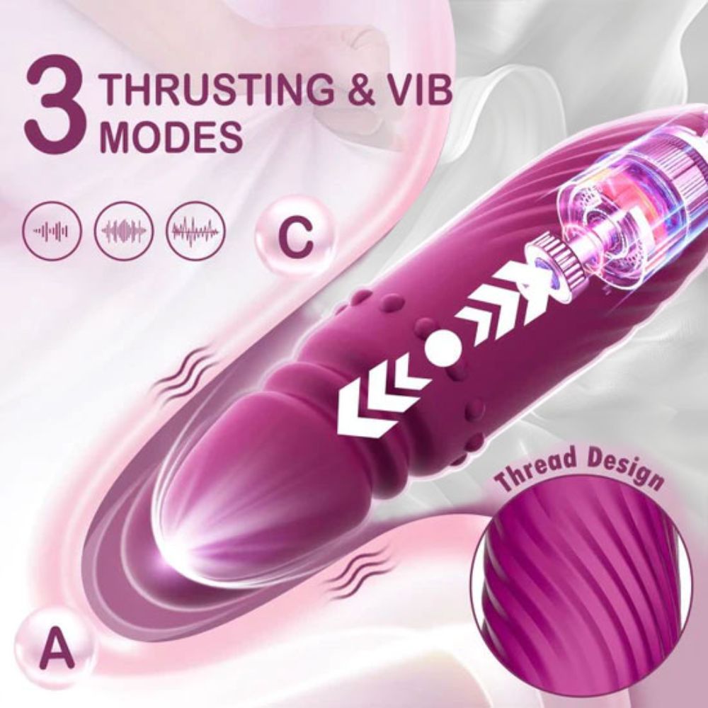 Sucking Licking Rose Toy with Thrusting Vibrating G Spot Dildo, 4 in 1 Tongue Oral Rose Sex Toy