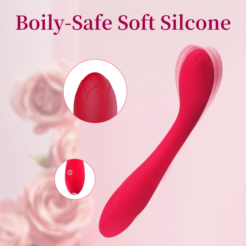 G Spot Rose Vibrator,  Beginners Small Slim Vibrator Wand Rose Sex Toy for Women, Clitoral Stimulator with 10 Vibration Modes