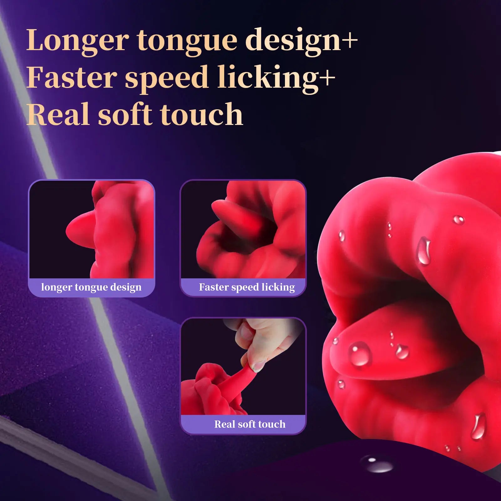 2 in 1 Rose Sex Toy with 10 Licking & Vibrating Modes, Mouth-shaped Clitoral Nipple Vibrators for Women Pleasure