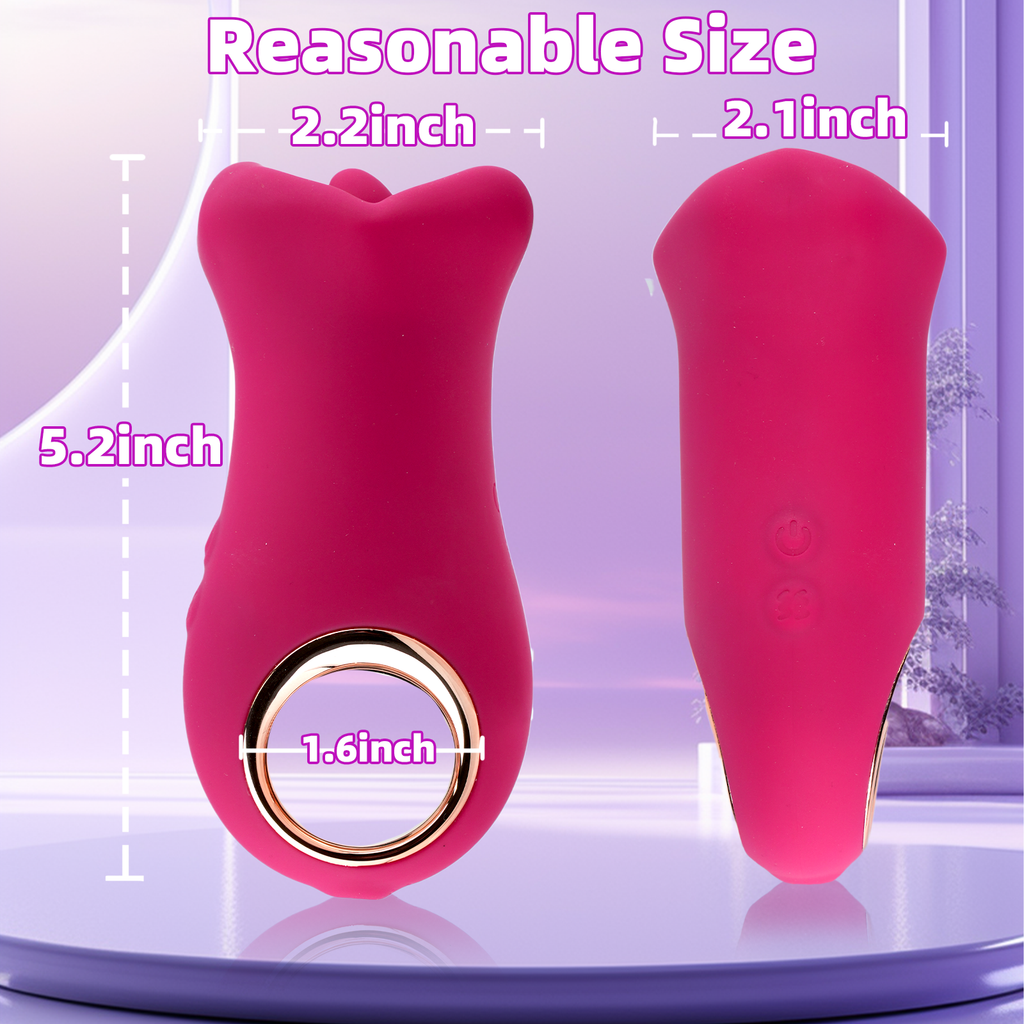 Tongue Rose Sex Stimulator for Women with 10 Rotating Licking and 10 Vibrating Modes