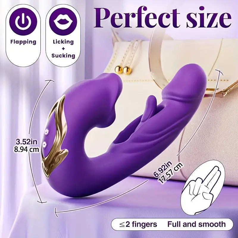 3-in-1 Thrusting Vibrator Sex Toys: 7 Slaps, 7 Vibrations, 5 Tongue Licks and Sucks, G-spot Stimulation with Nipple and Anal Stimulation Functions