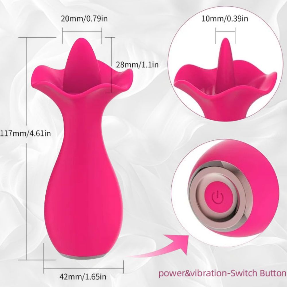 Tongue Licking Rose Vibrator Sex Toy for Women，2 in 1 and 10 Vibration Modes Clitoral Nipple Vibrators