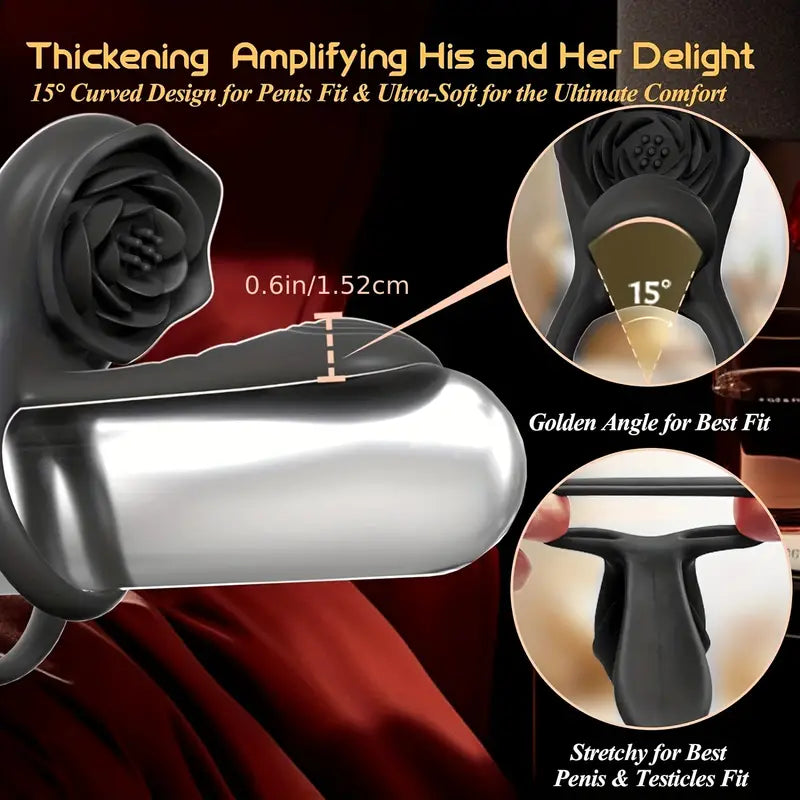 Rose-Shaped Clitoral Stimulator, 9 Intense Vibrations, G-Spot and Clitoris Stimulation for Enhanced Pleasure - Adult Sex Toys for Couples