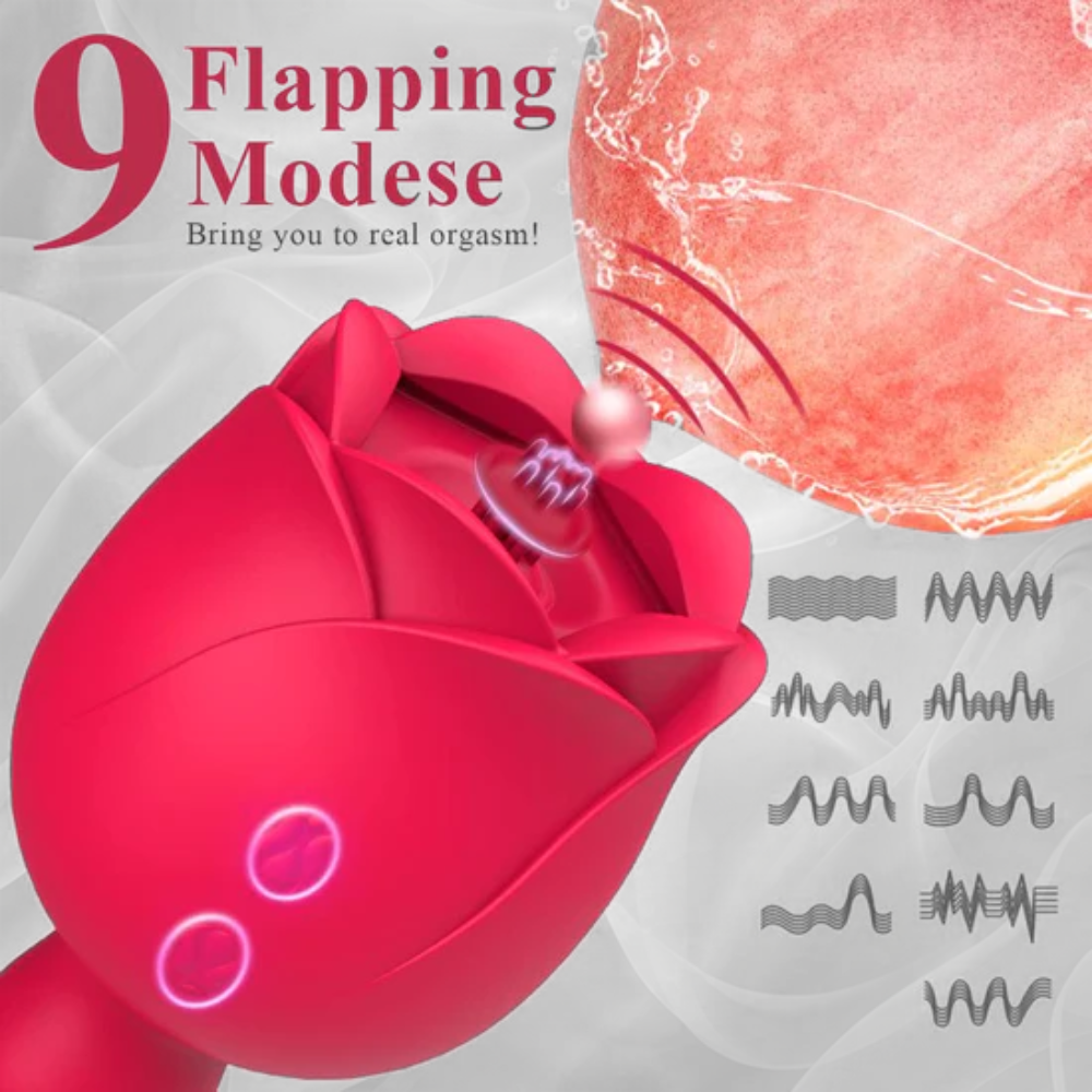 Sucking Vibrating Rose Toy for Women with 9 Intense Vibration, 2 in 1 Adult Rose Sex Toy