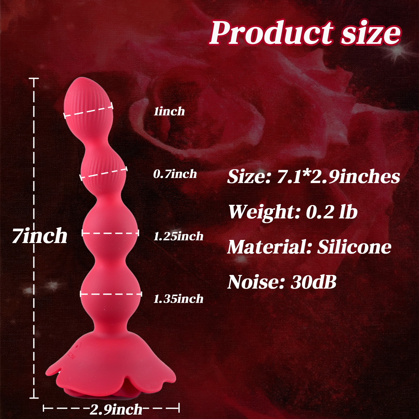 Rose Anal Beads - Flexible Anal Sex Toys with 10 Rotate Twist and Vibrating Modes