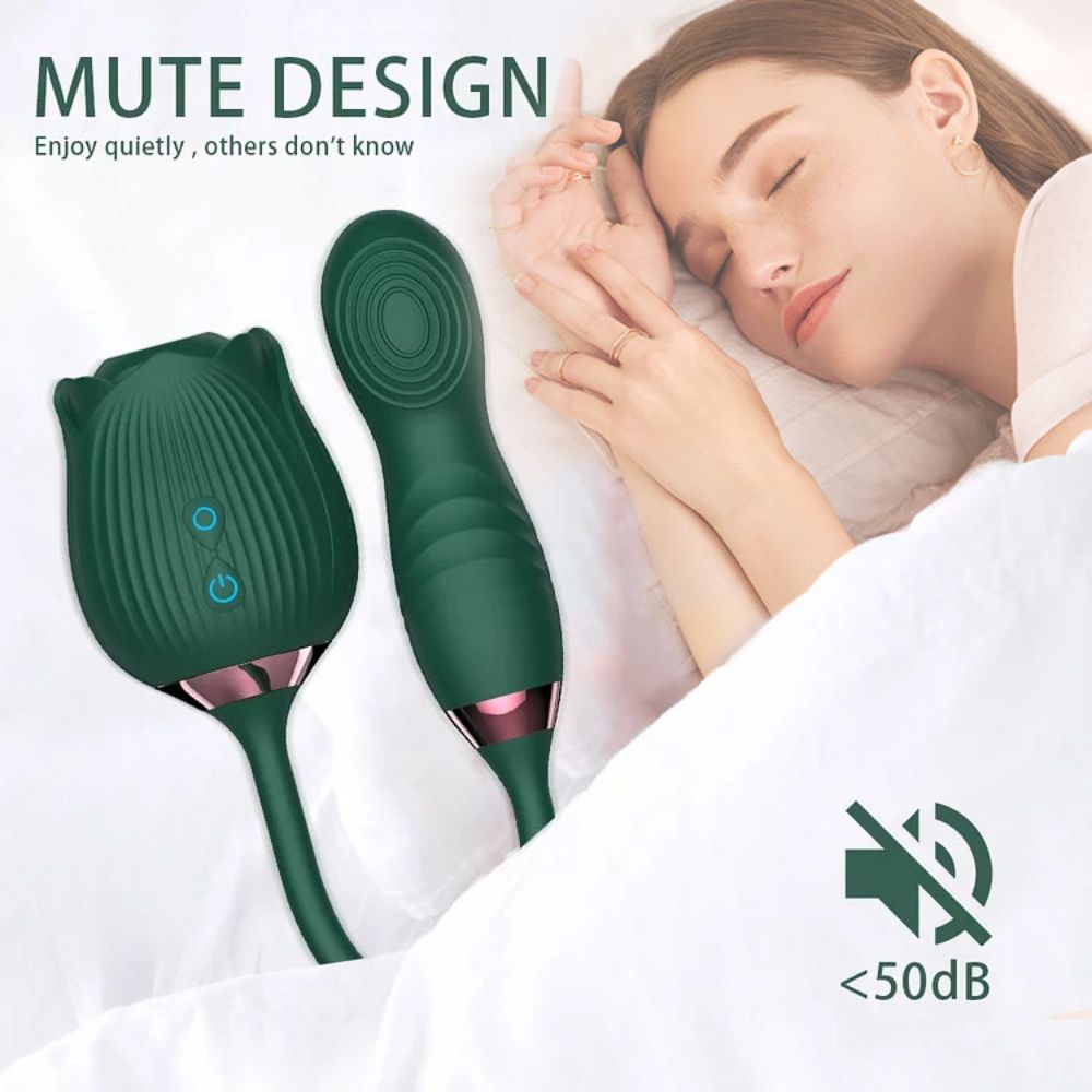 Rose Sucker with Flapping Dildo, Rose Sex Stimulator with 10 Modes