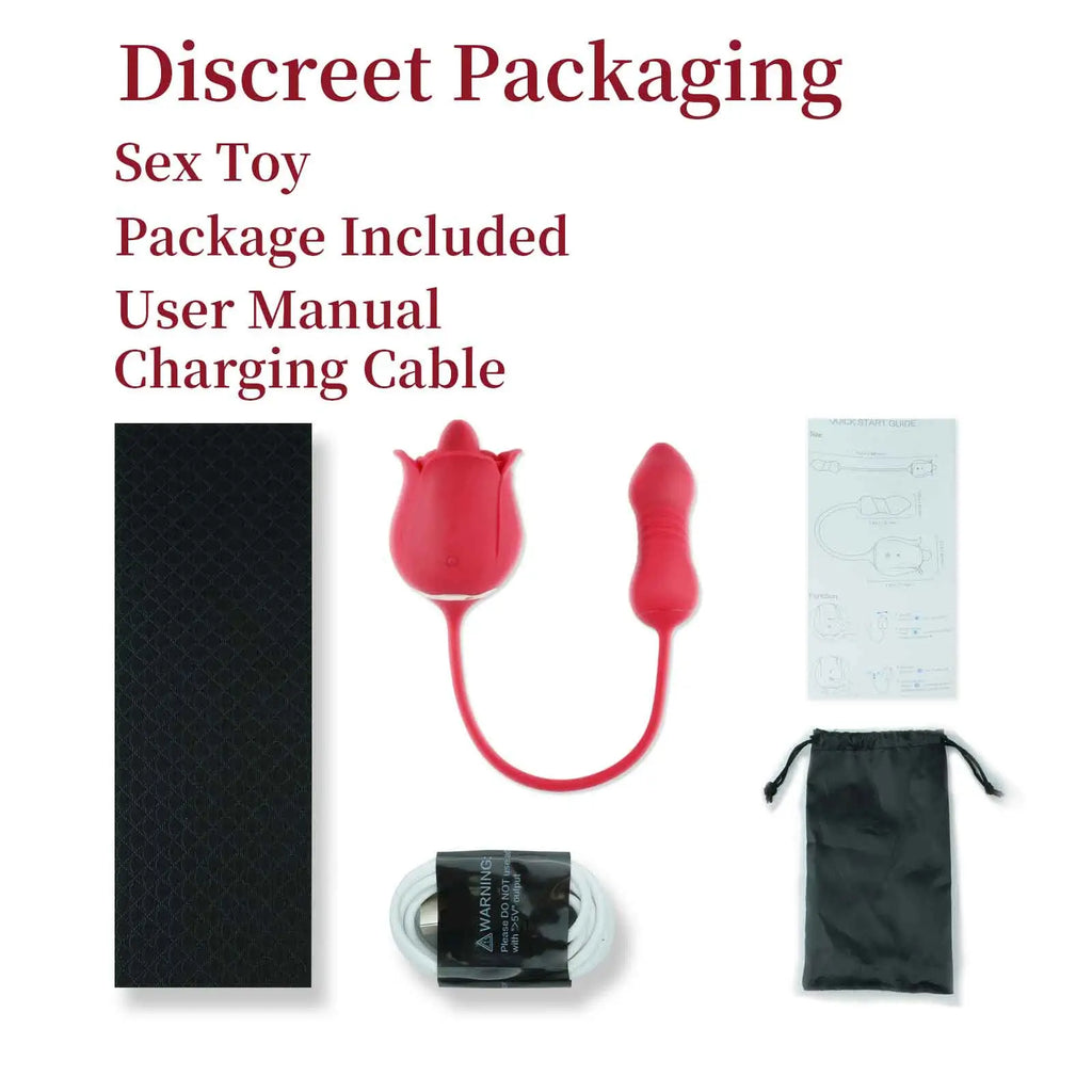 3 in 1 Rose Dildo Vibrator - Tongue - Licking & Thrusting with 9 Modes for Ultimate Pleasure