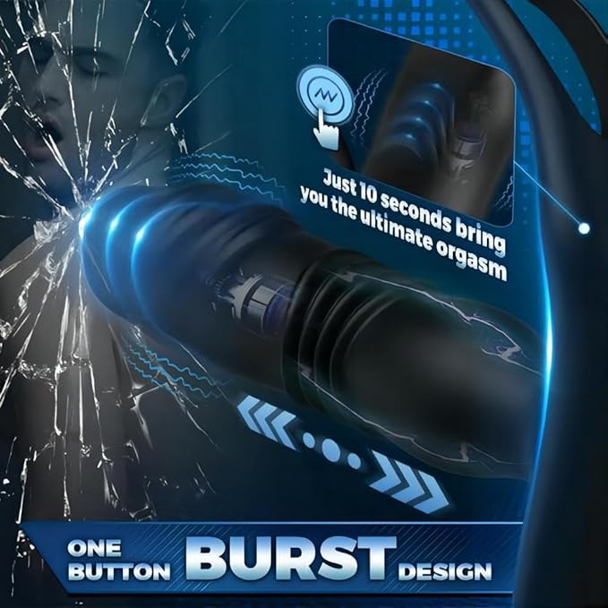 Thrusting Anal Vibrator with 2 Silicone Cock Ring, 3 in 1 Prostate Massager Vibrator Dildo