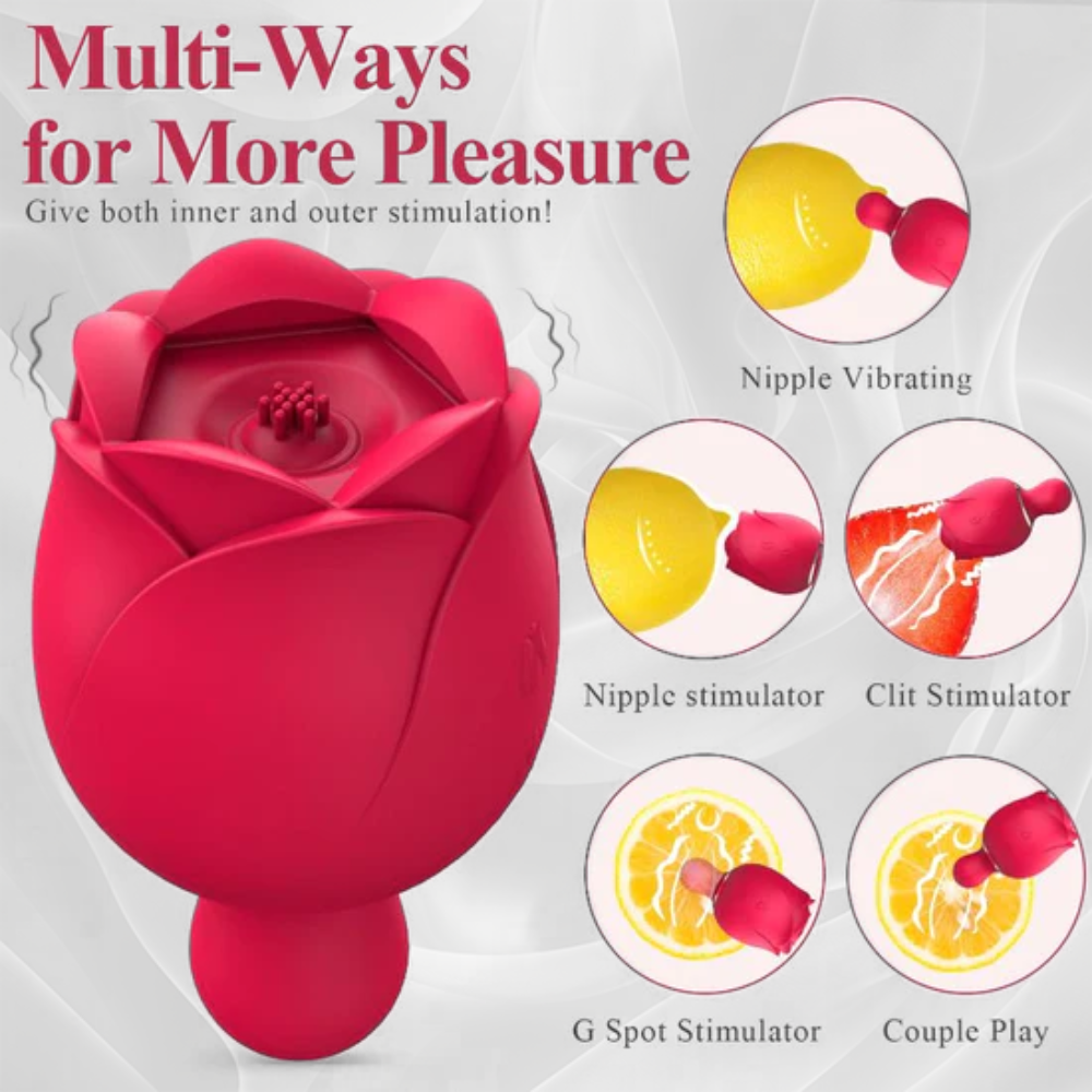 Sucking Vibrating Rose Toy for Women with 9 Intense Vibration, 2 in 1 Adult Rose Sex Toy