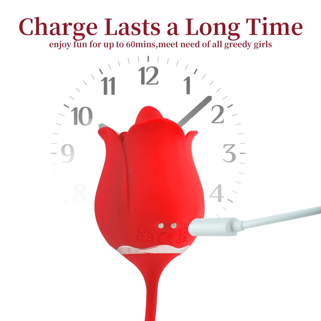 3 in 1 Rose Dildo Vibrator - Tongue - Licking & Thrusting with 9 Modes for Ultimate Pleasure