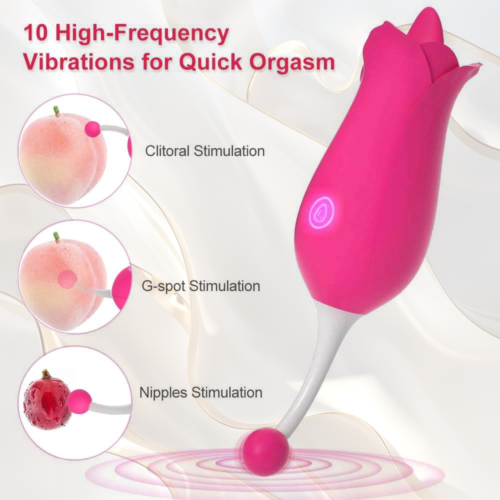 Tongue Licking Clitoral Vibrator Massager, G spot Stimulator Vaginal Nipple Oral Sex Toy for Women, Dual Motors 10 Vibrations