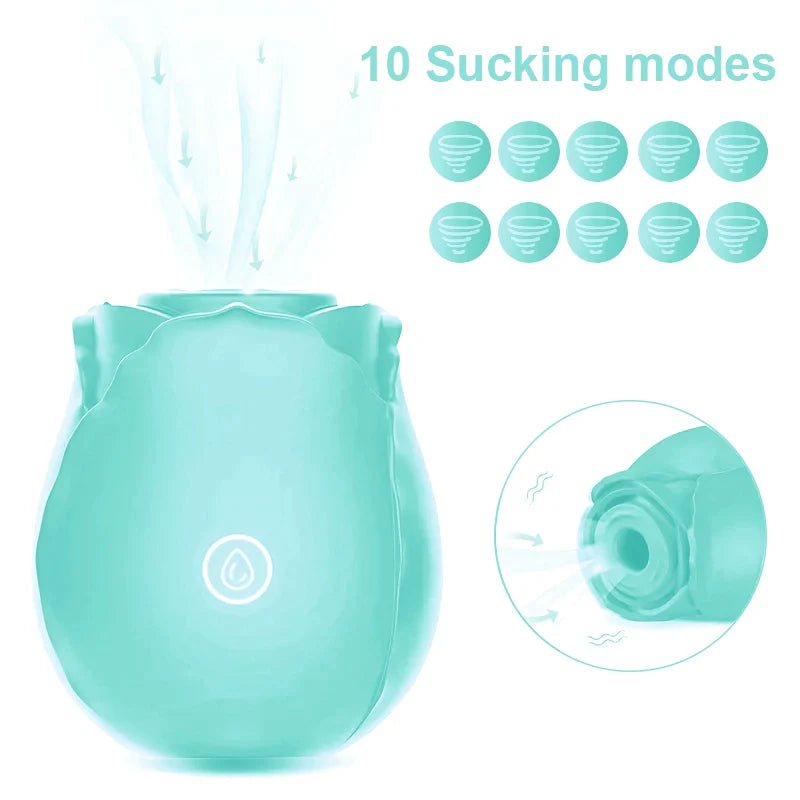 Green rose toy-Clitoral Sucking Vibrator Sucking 10 Modes for Nipple, Clitoral and Anal Stimulation USB Rechargeable